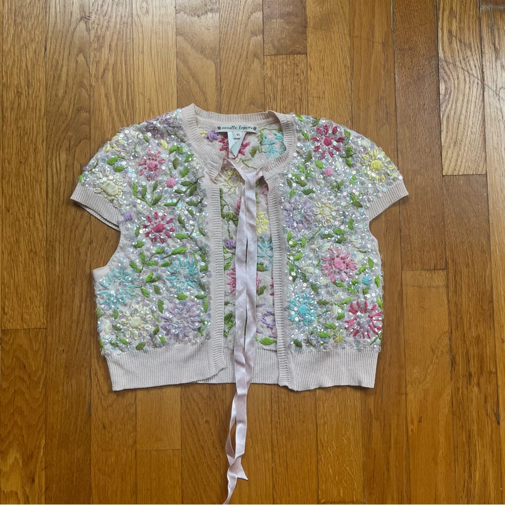 Nanette lepore beaded embellished cardigan shrug XS
